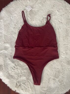 Brazilian Women's One-Piece Swim Bodysuit - Adjustable Straps
Burgundy color